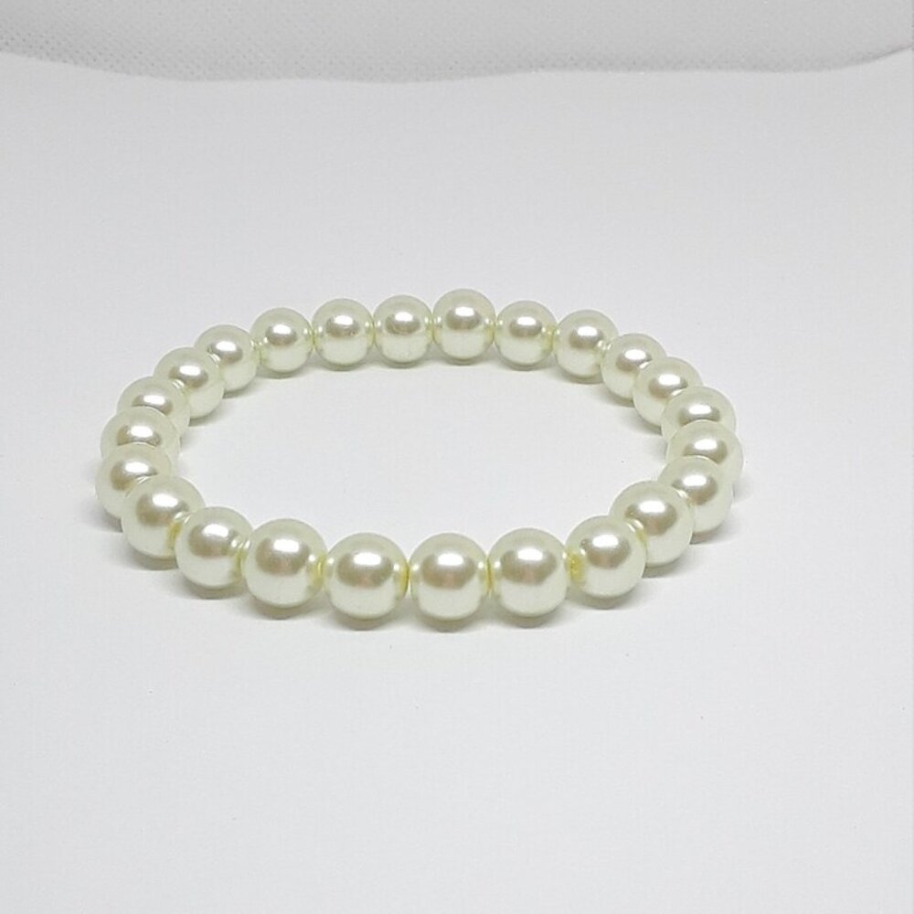 Ivory Stretch Glass Pearl Bracelet